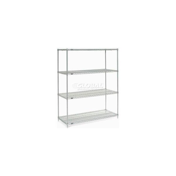 Global Equipment Nexelate Silver Epoxy Wire Shelving Starter 60"W x 30"D x 74"H 30607EP - main